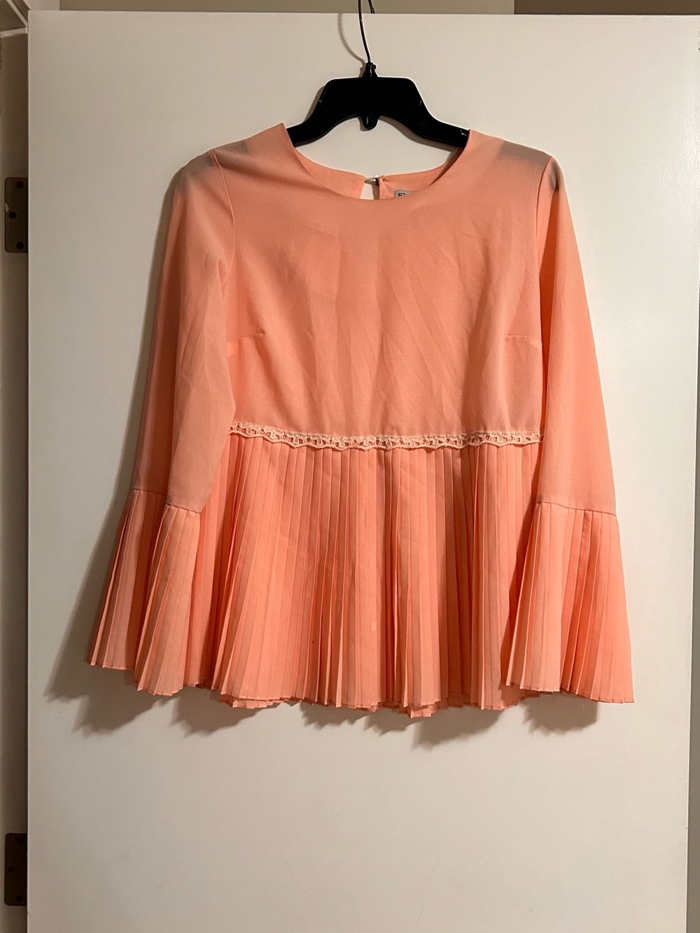 Pleated Waist Peasant Blouse in Peach